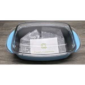 Cook' Essentials Blue 6 Qt Casserole Dish -  Cast Aluminum With Wire Rack - New